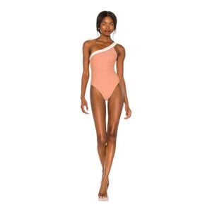 Revolve House of Harlow 1960 NWT Jennifer One Piece Tan & Ivory Swimwear Beach L